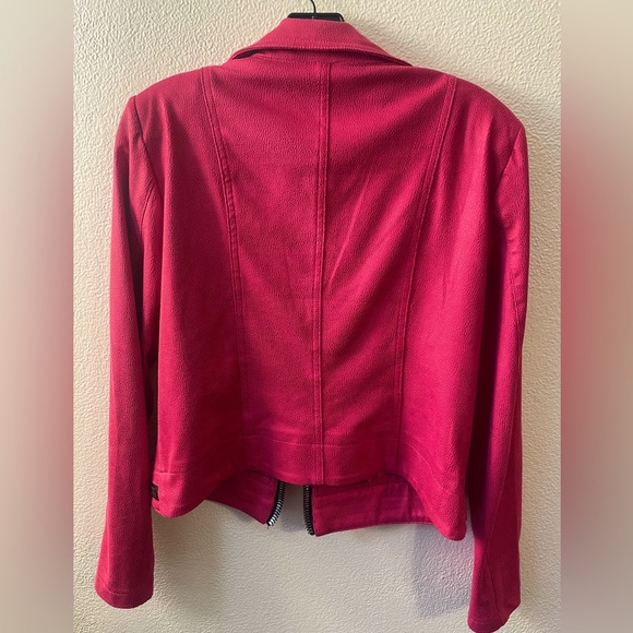 Joseph Ribkoff pink vegan leather jacket - Picture 5 of 6